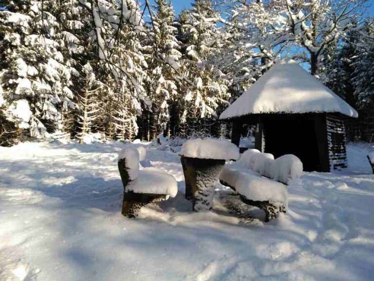 Rastplatz am Steinernen Kreuz im Wingter 1080 x 768